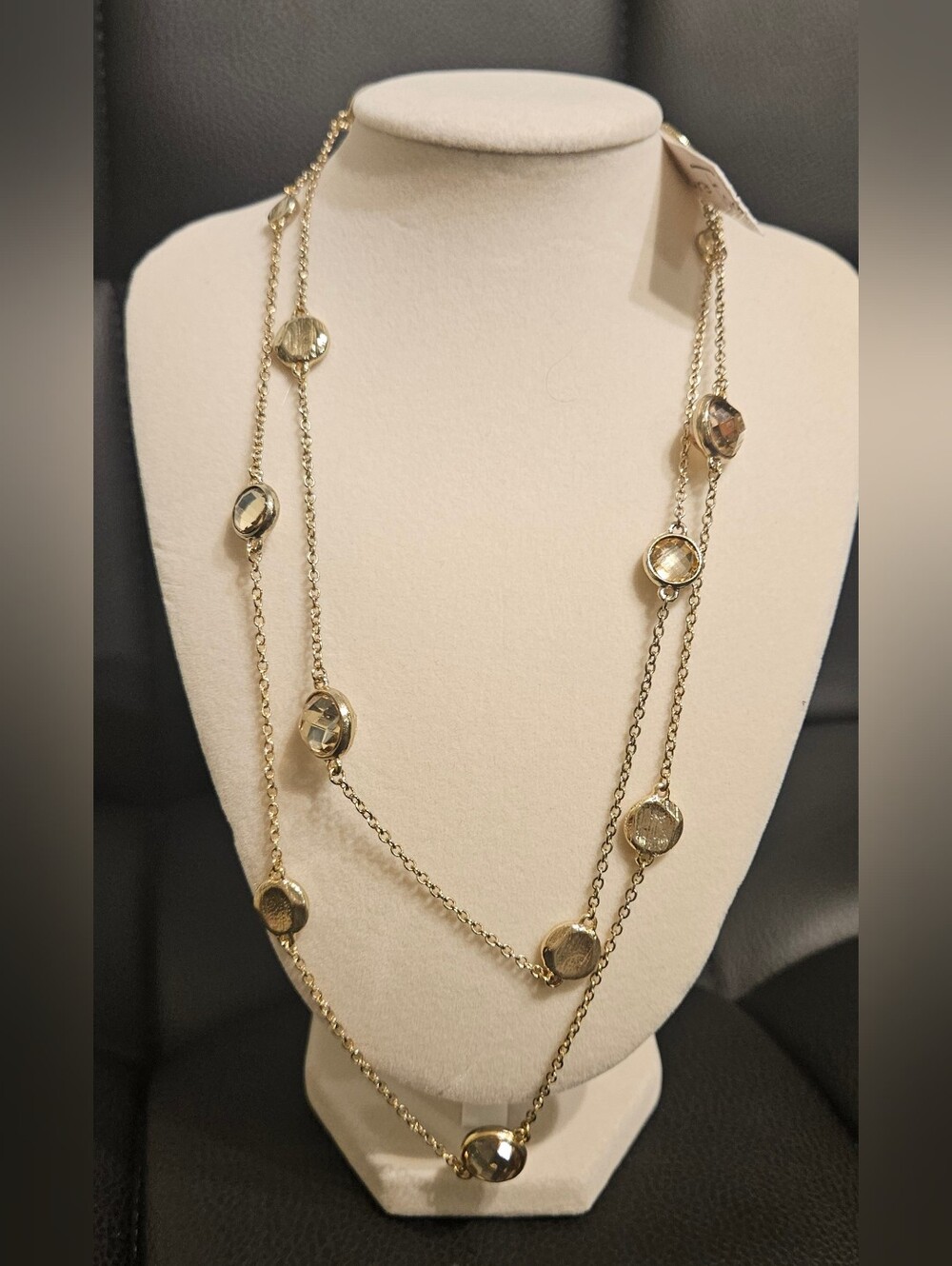 Marlyn Schiff Gold-Tone Long Station Necklace with Faceted Accents